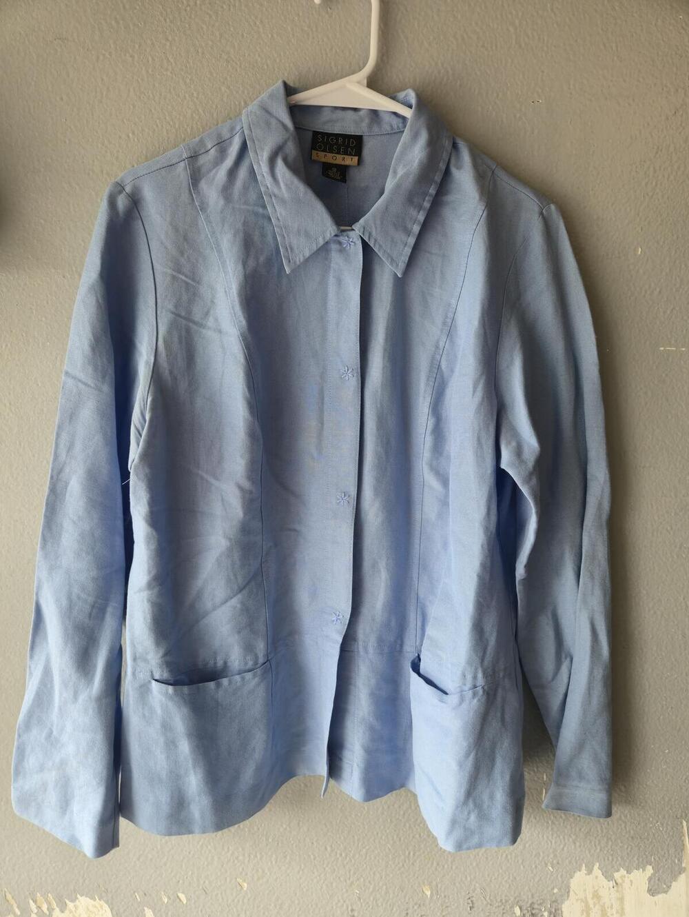Sigrid Olsen Sport Light Blue Button-Up Shirt Womens Size 12